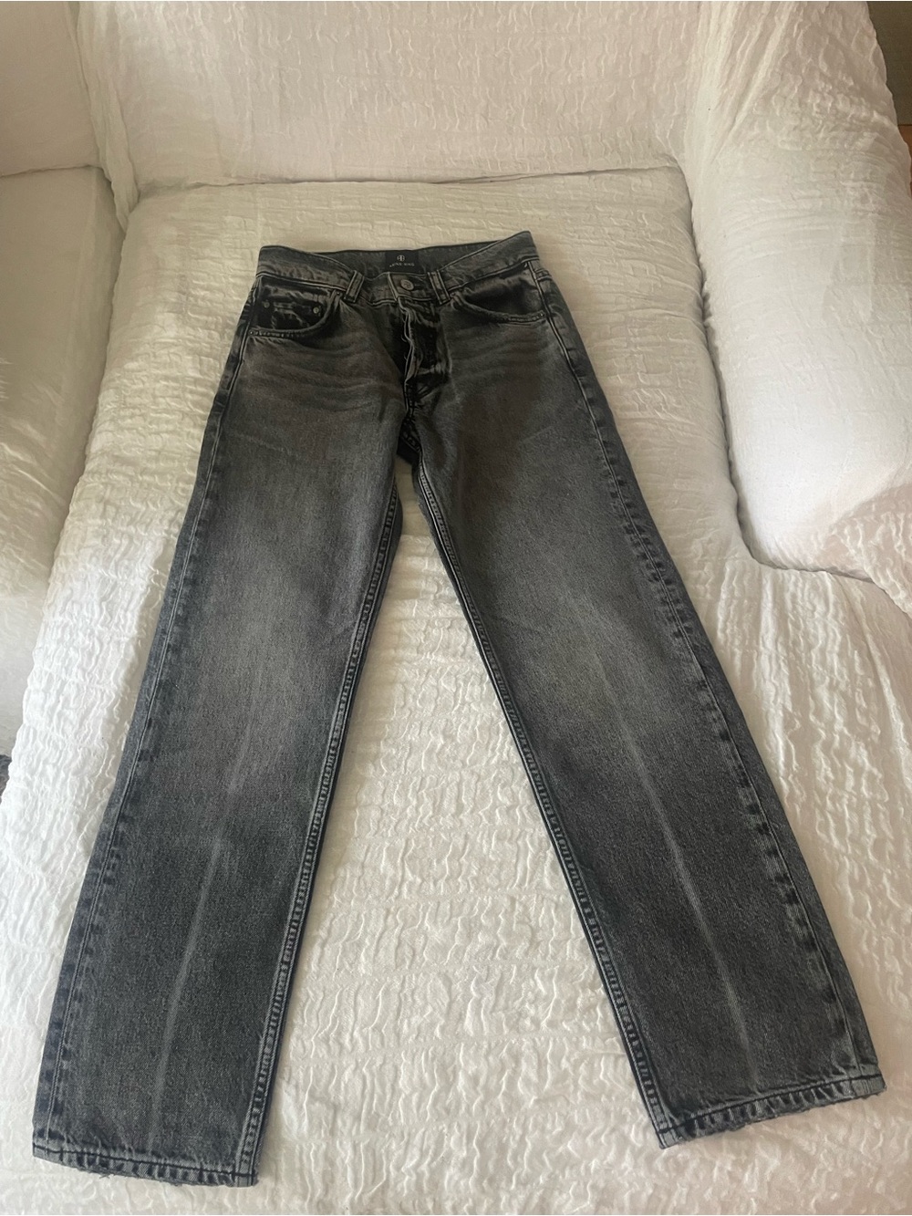 Anine Bing women’s Straight Leg Faded Black Jeans